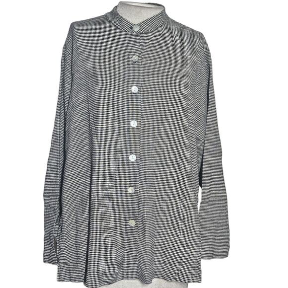 Checked Button Up Blouse Size Petite Large - Picture 1 of 3